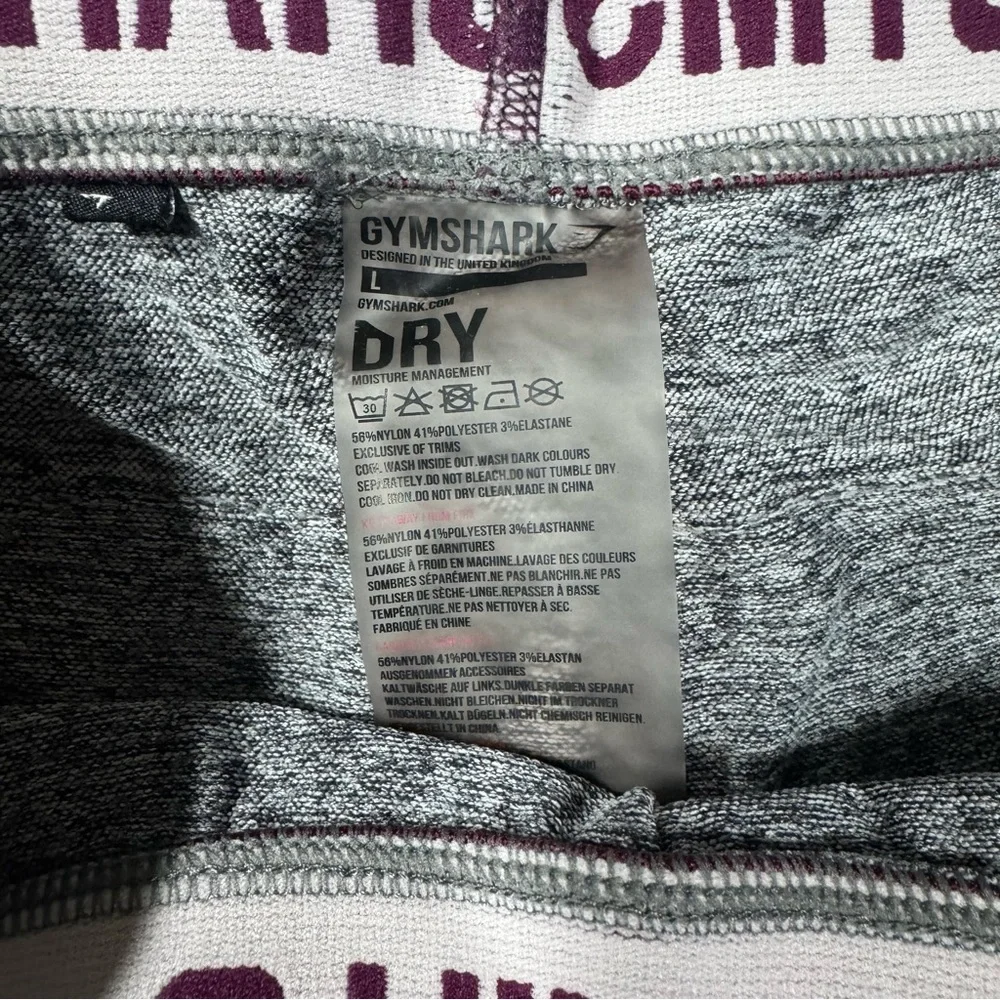 Gymshark Heather Gray Leggings with Purple Waistband - Picture 3 of 6